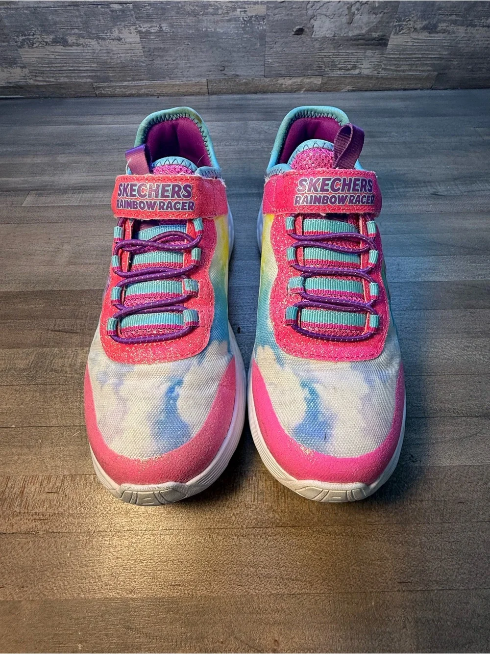 Skechers Rainbow Racer Girls Sneakers Size 2 Air-Cooled Memory Foam (Sh2/cp)